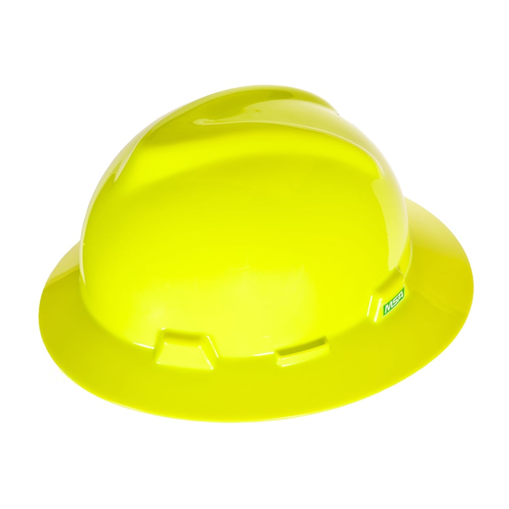 MSA V - Gard® Slotted Full Brim Hard Hat with Gloss Finish - Gorvex.com