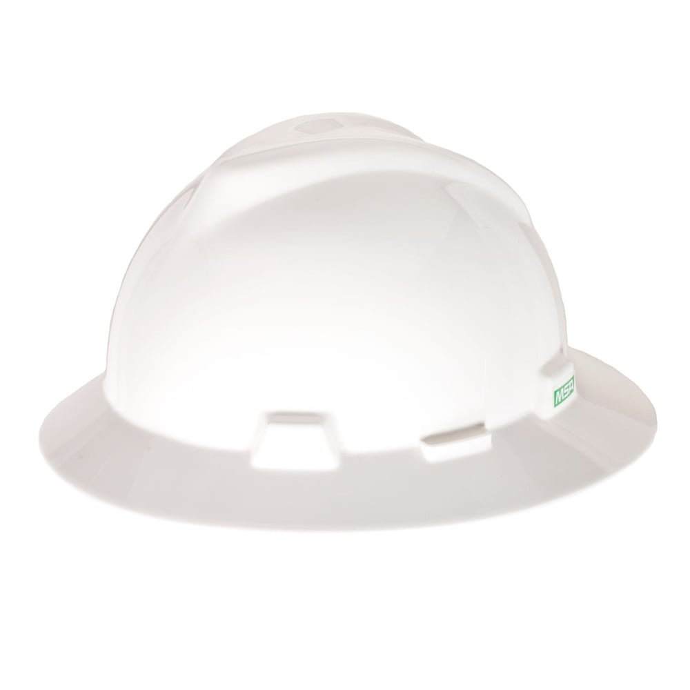 MSA V - Gard® Slotted Full Brim Hard Hat with Gloss Finish - Gorvex.com