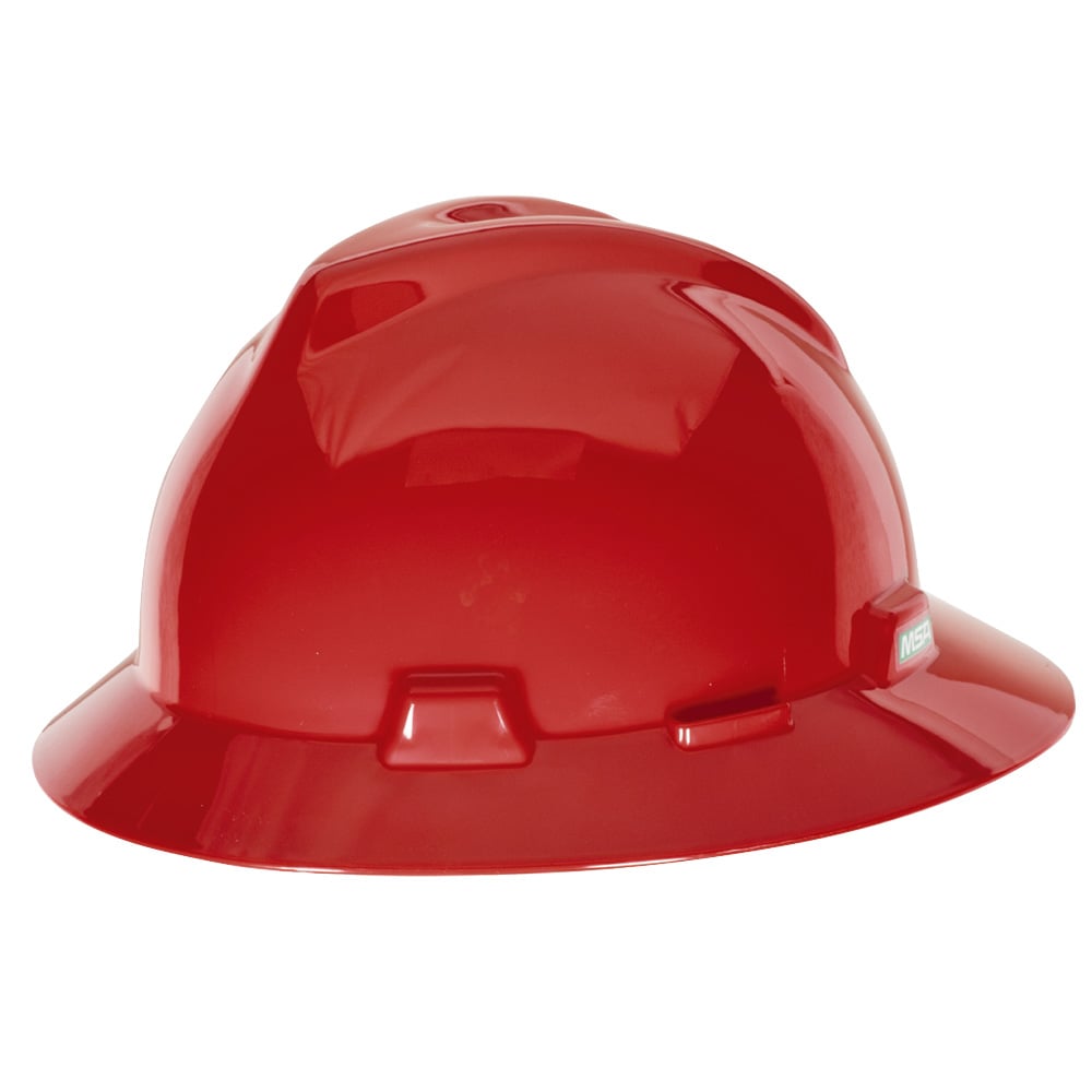 MSA V - Gard® Slotted Full Brim Hard Hat with Gloss Finish - Gorvex.com