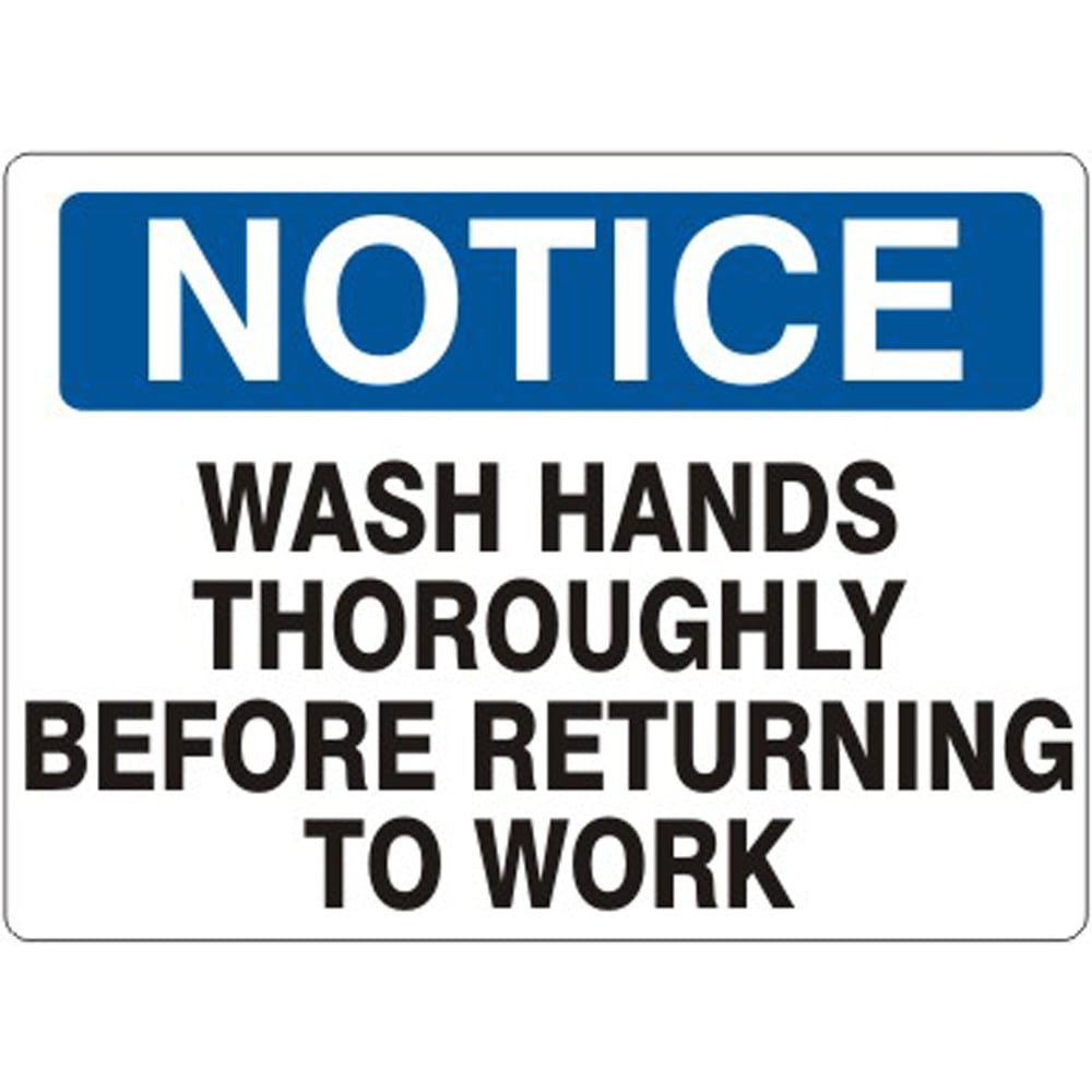 Wash Hands Thoroughly Before Returning to Work - Notice Sign