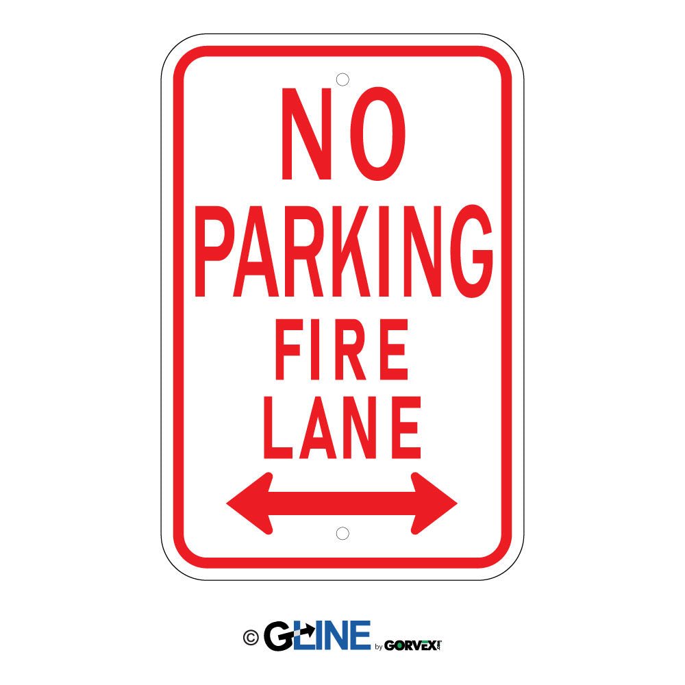 No Parking Fire Lane Dual Arrow - Parking Control Sign, 18x12, Aluminum - Gorvex.com