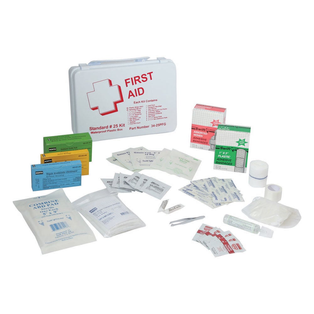 North Bulk Plastic First Aid Kit, 25 Units, 1 unit