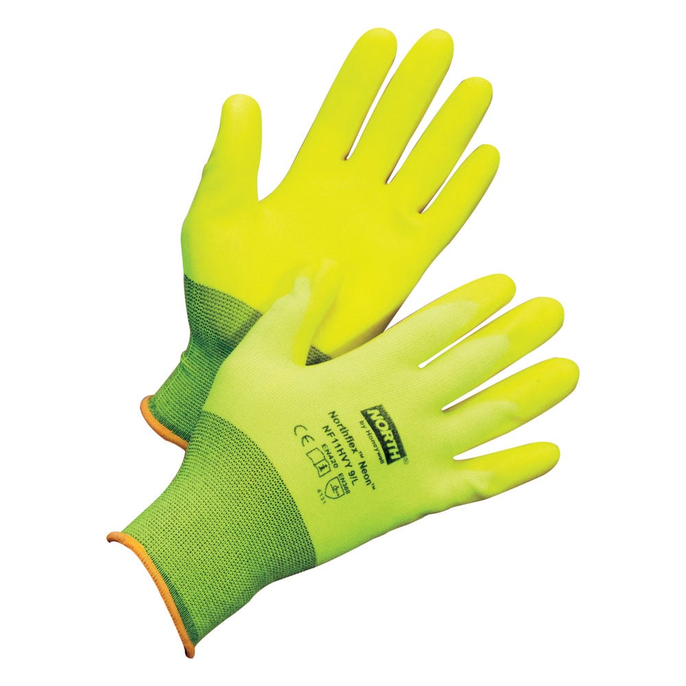 NorthFlex® Neon™ Hi Vis PVC Palm Glove, 1 dozen (12 pairs)