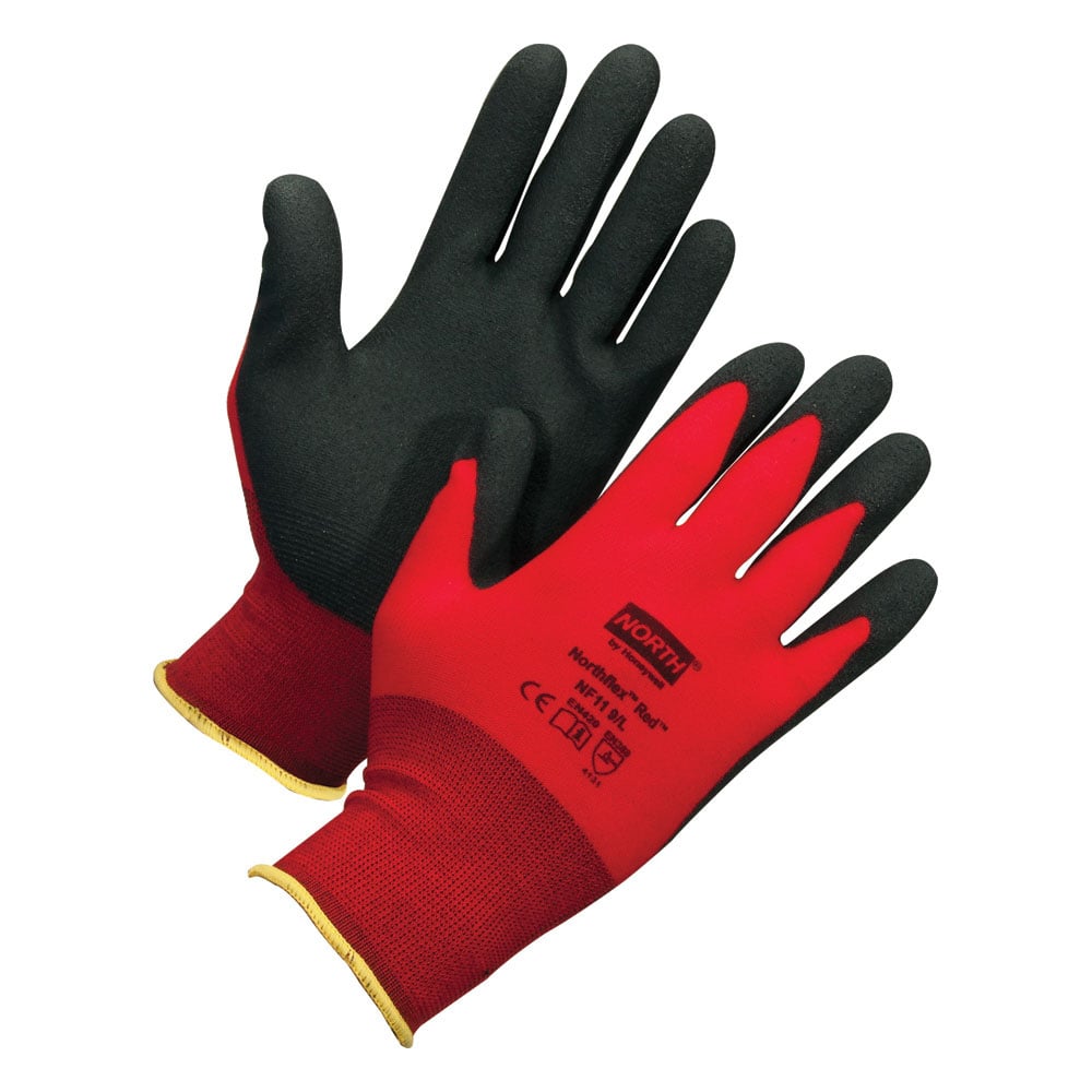 NorthFlex® Red™ Nylon with Foam PVC Palm Glove, 1 dozen (12 pairs) - Gorvex.com