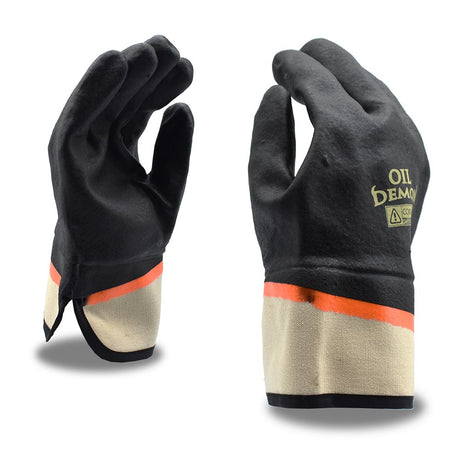 OIL - DEMON Double Dipped Jersey - Lined PVC Supported Glove/Safety Cuff, 1 dozen (12 pairs) - Gorvex.com