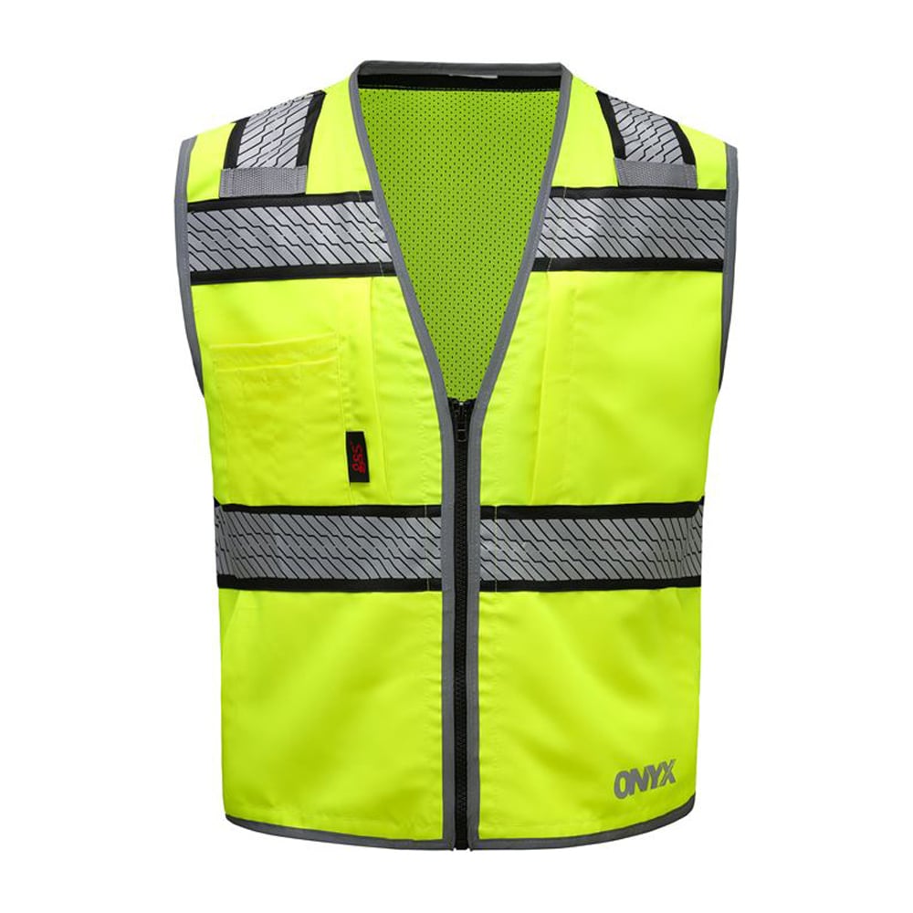 Onyx Solid Front Mesh Back Safety Vest with Segmented Tape - Gorvex.com