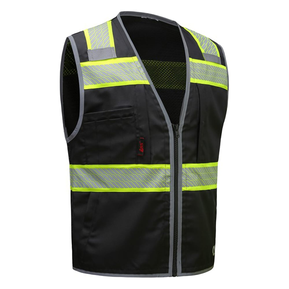 Onyx Solid Front Mesh Back Safety Vest with Segmented Tape - Gorvex.com