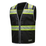 Onyx Solid Front Mesh Back Safety Vest with Segmented Tape - Gorvex.com