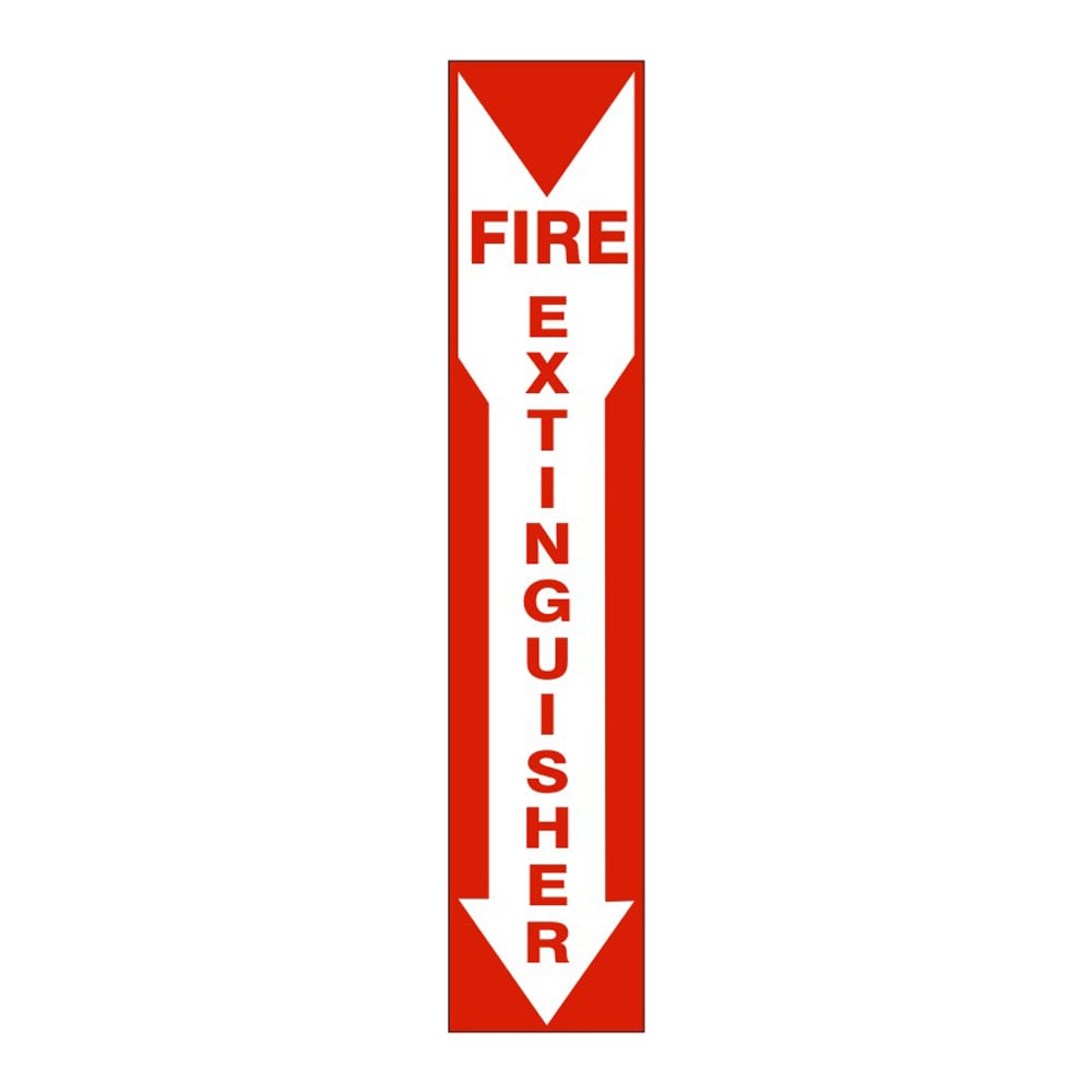 Fire Extinguisher Red on White Down Arrow - Fire Protection Sign