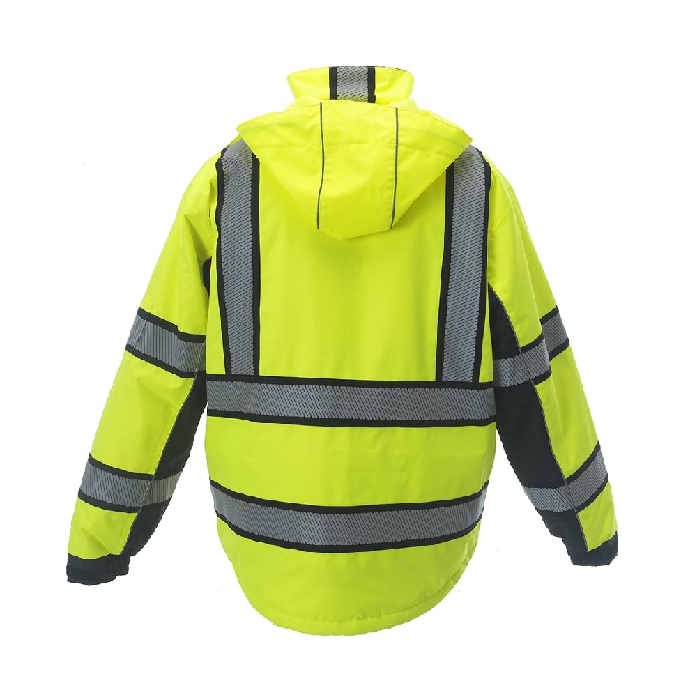 Reptyle™ Hi Vis Quilt-Lined Parka Black Front Panel + Detachable Hood