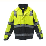 Reptyle™ Hi Vis Quilt-Lined Parka Black Front Panel + Detachable Hood