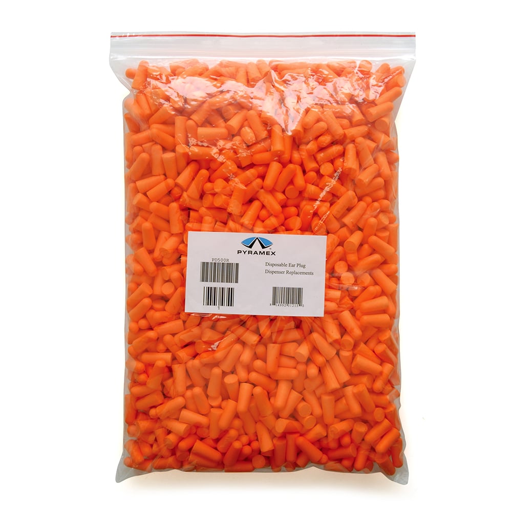 Pyramex PD500R 500 Pair Earplugs Refill Pack for PD500 Dispenser, 1 polybag (500 pairs)