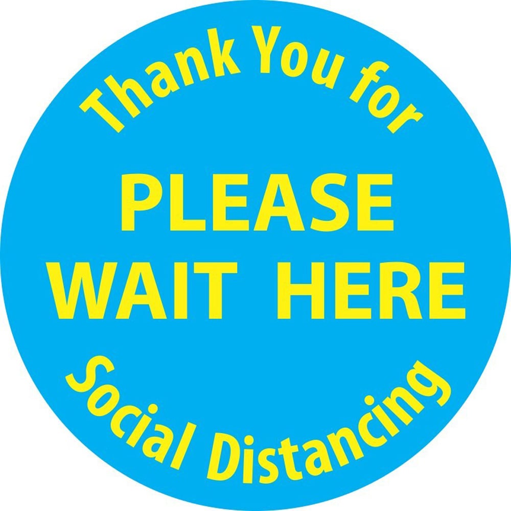 Please Wait Here PeopleFlow Social Distancing Spacer Decal