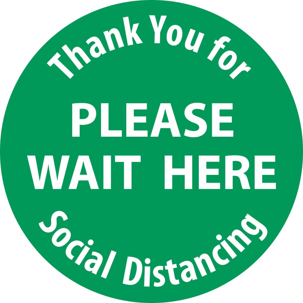 Please Wait Here PeopleFlow Social Distancing Spacer Decal