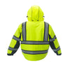 Reptyle™ Hi Vis Quilt-Lined Parka Black Front Panel + Detachable Hood