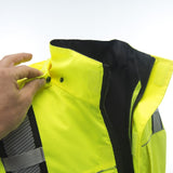 Reptyle™ Hi Vis Quilt-Lined Parka Black Front Panel + Detachable Hood