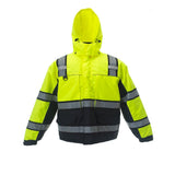 Reptyle™ Hi Vis Quilt-Lined Parka Black Front Panel + Detachable Hood