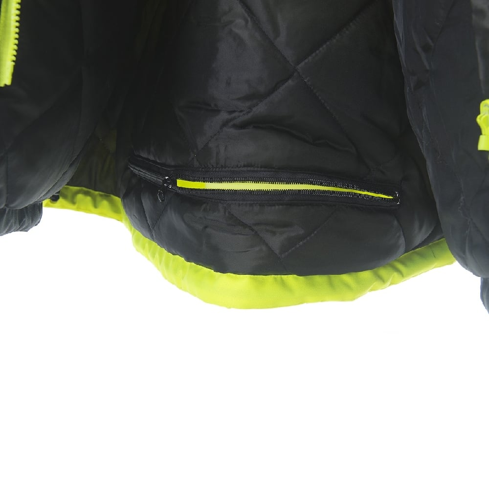 Reptyle™ Hi Vis Quilt-Lined Parka Black Front Panel + Detachable Hood