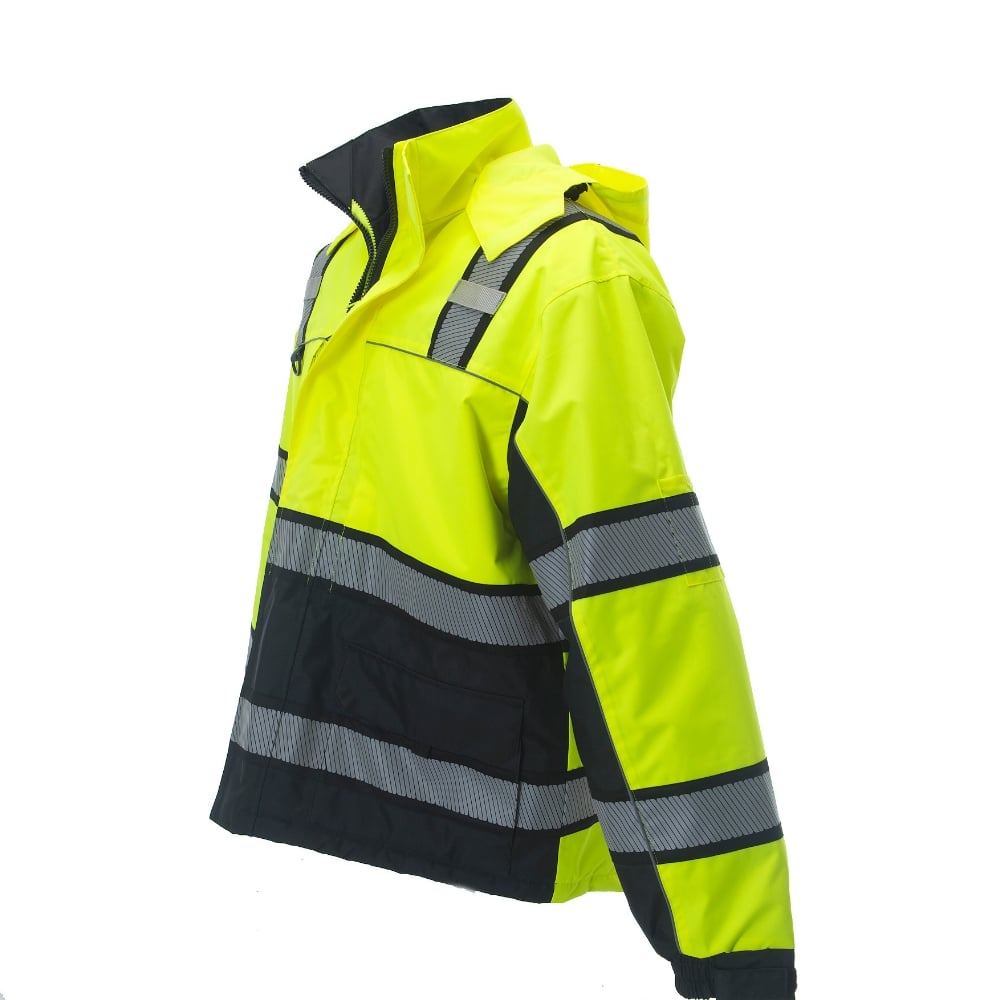 Reptyle™ Hi Vis Quilt-Lined Parka Black Front Panel + Detachable Hood