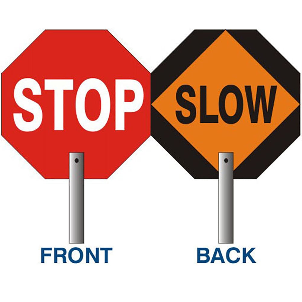 Stop Slow Paddle Sign - 72 Inch Wooden Handle