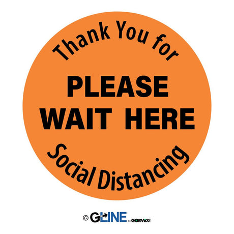 Please Wait Here PeopleFlow Social Distancing Spacer Decal - Gorvex.com