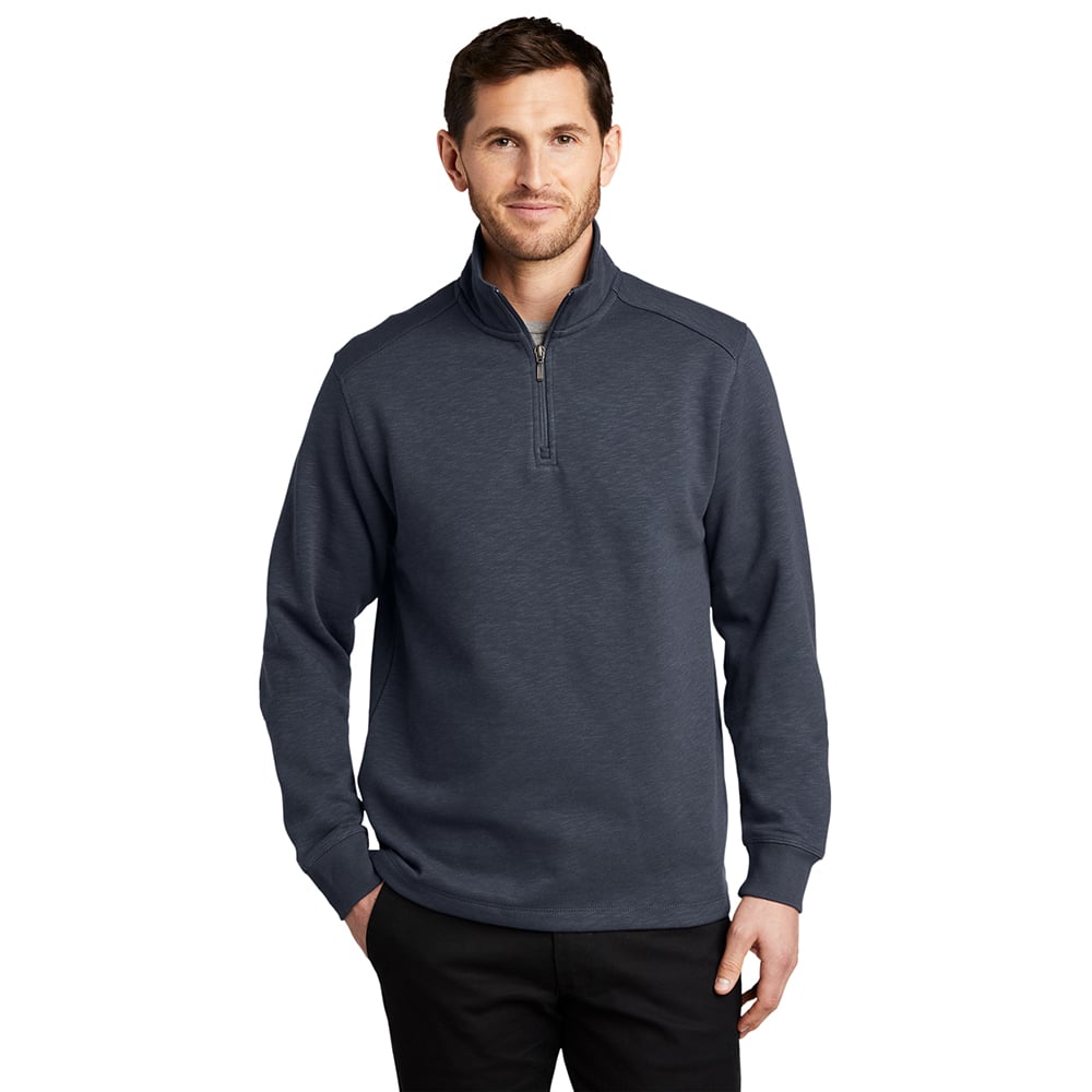 Port Authority F295 Slub Fleece 1/4 Zip Pullover with Rib Knit Cuffs - Gorvex.com