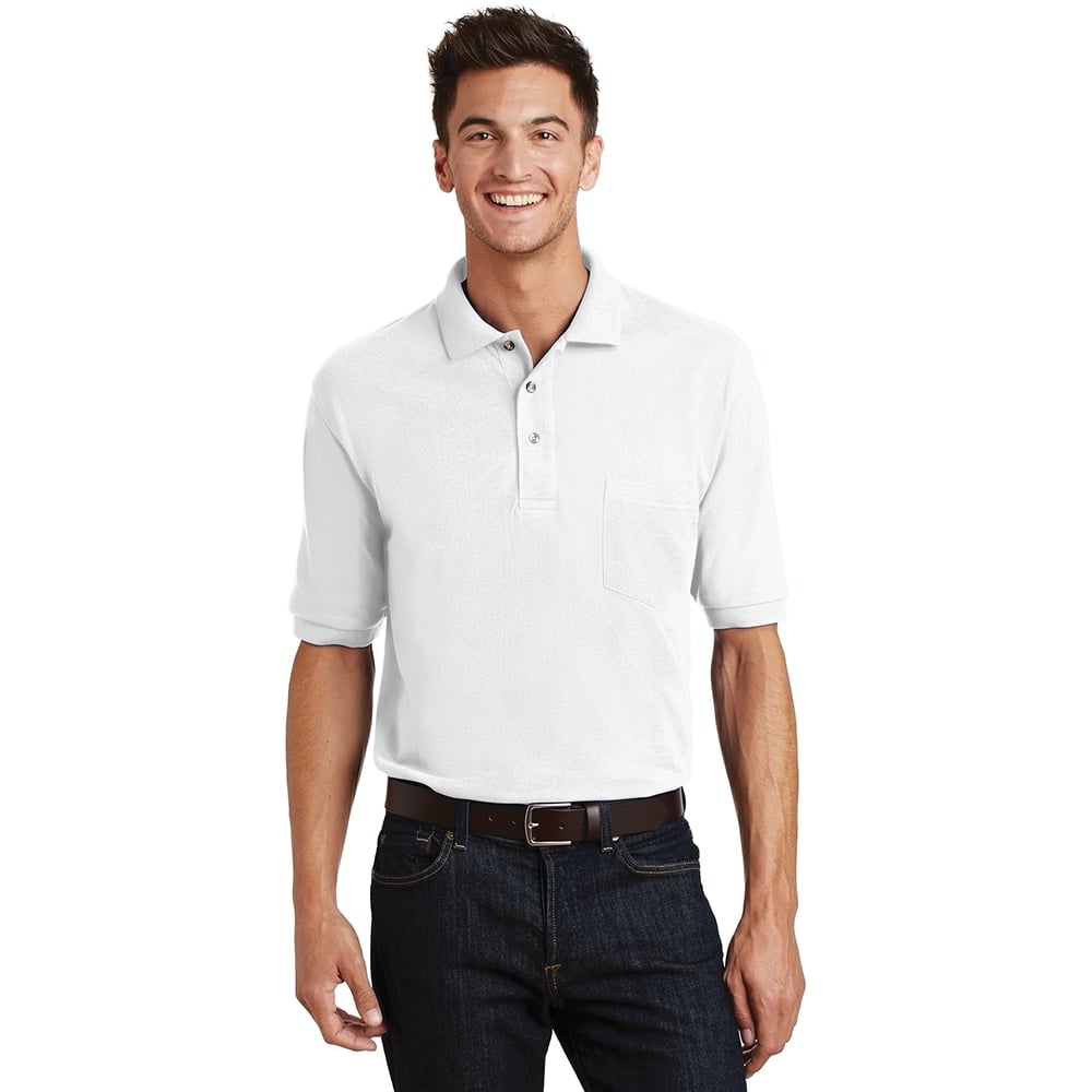 Port Authority K420P Heavyweight Cotton Pique Polo Shirt with Pocket - Gorvex.com