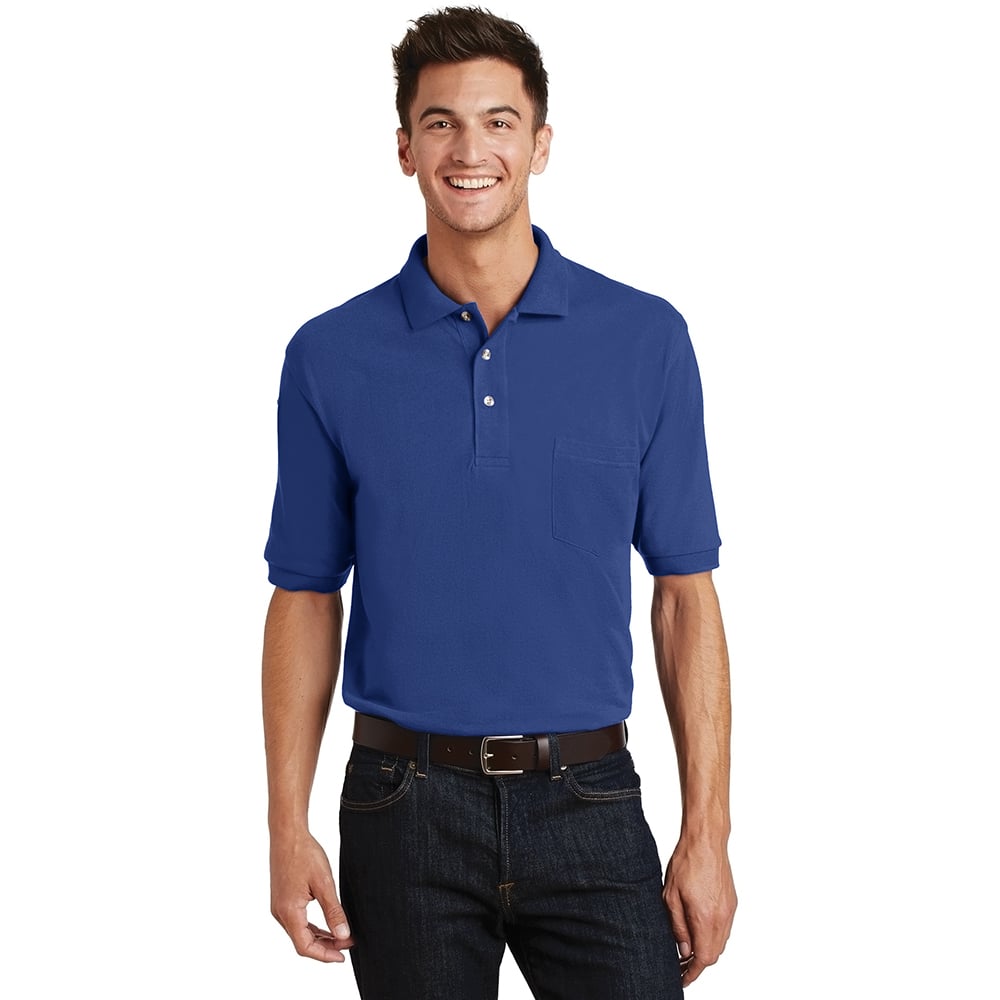 Port Authority K420P Heavyweight Cotton Pique Polo Shirt with Pocket - Gorvex.com