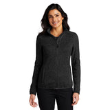 Port Authority L232 Women's Heathered Sweater Fleece Full Zip Jacket - Gorvex.com