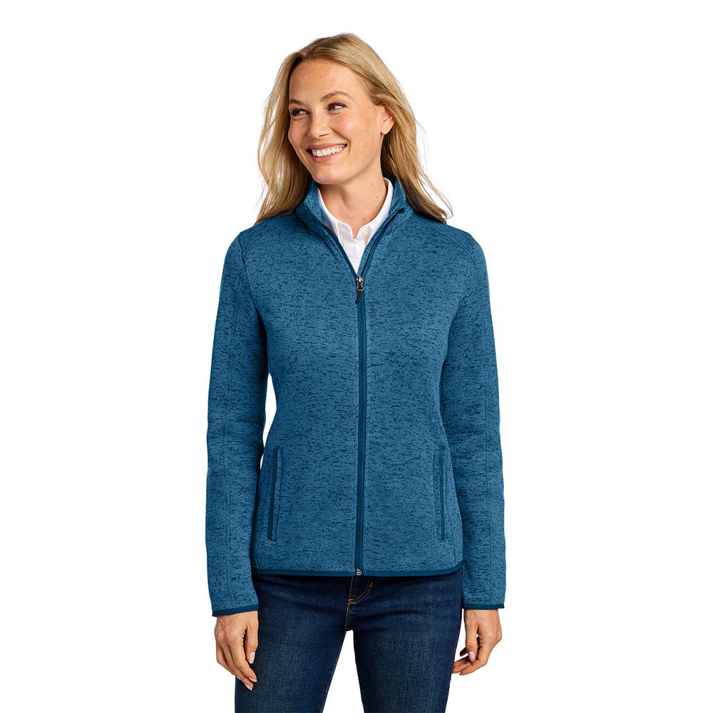 Port Authority L232 Women's Heathered Sweater Fleece Full Zip Jacket - Gorvex.com
