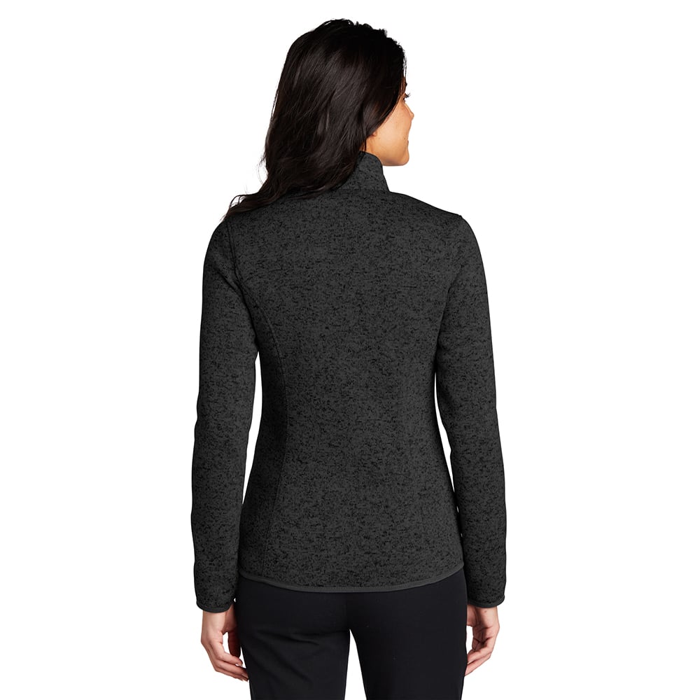 Port Authority L232 Women's Heathered Sweater Fleece Full Zip Jacket - Gorvex.com