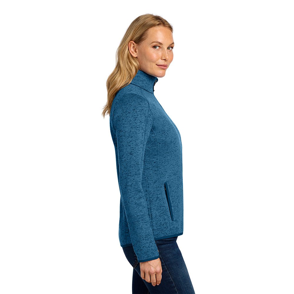 Port Authority L232 Women's Heathered Sweater Fleece Full Zip Jacket - Gorvex.com