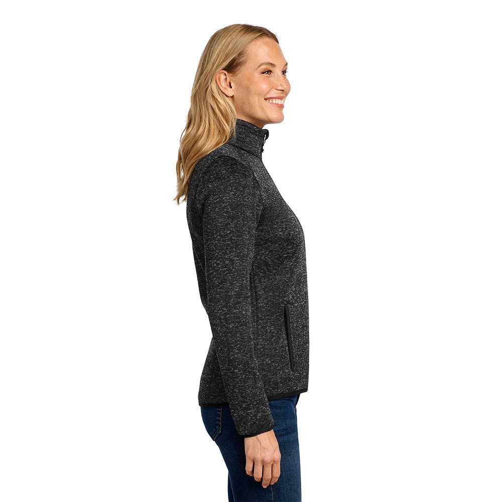 Port Authority L232 Women's Heathered Sweater Fleece Full Zip Jacket - Gorvex.com
