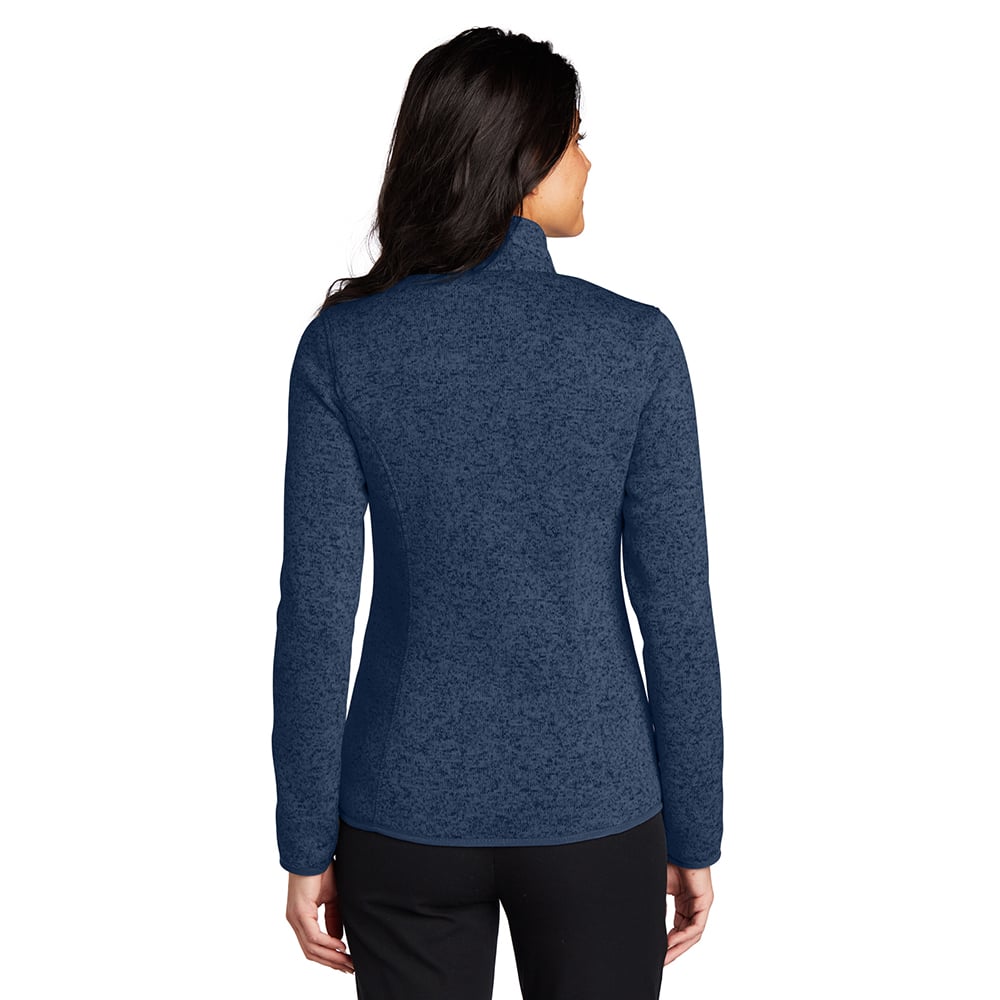 Port Authority L232 Women's Heathered Sweater Fleece Full Zip Jacket - Gorvex.com