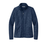 Port Authority L232 Women's Heathered Sweater Fleece Full Zip Jacket - Gorvex.com