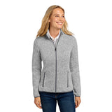 Port Authority L232 Women's Heathered Sweater Fleece Full Zip Jacket - Gorvex.com