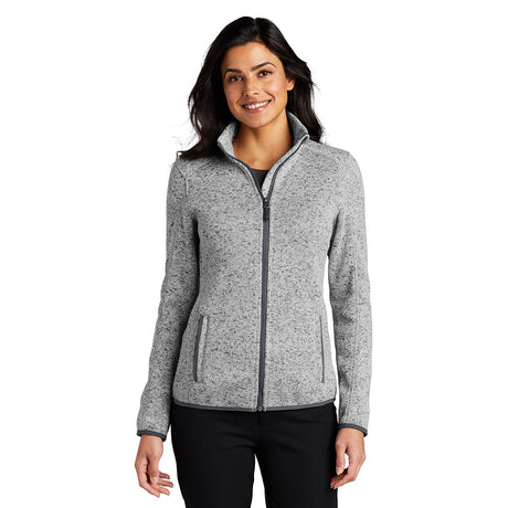 Port Authority L232 Women's Heathered Sweater Fleece Full Zip Jacket - Gorvex.com