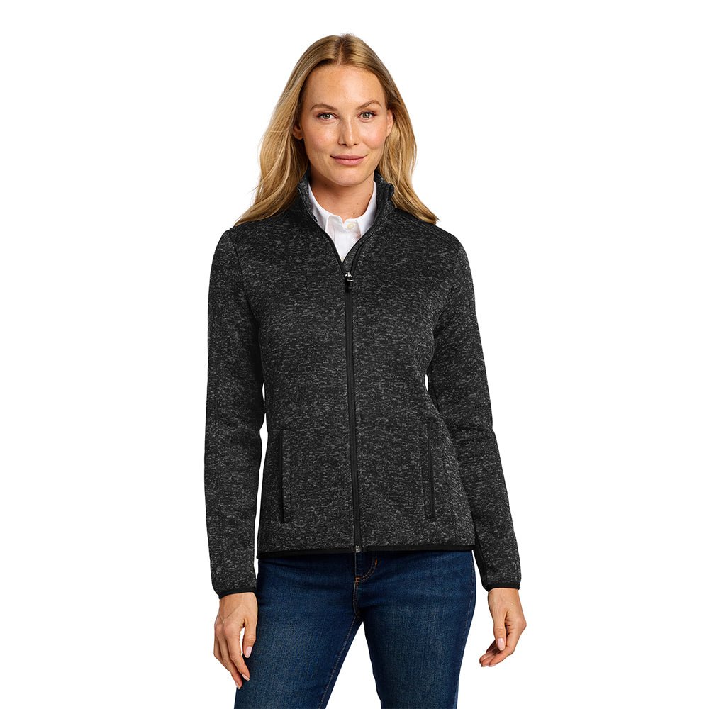 Port Authority L232 Women's Heathered Sweater Fleece Full Zip Jacket - Gorvex.com