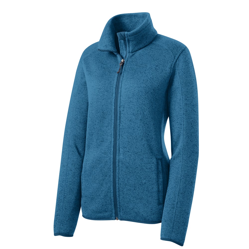 Port Authority L232 Women's Heathered Sweater Fleece Full Zip Jacket - Gorvex.com