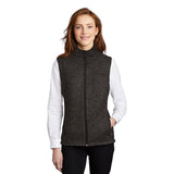 Port Authority L236 Women's Heathered Sweater Fleece Full Zip Vest - Gorvex.com