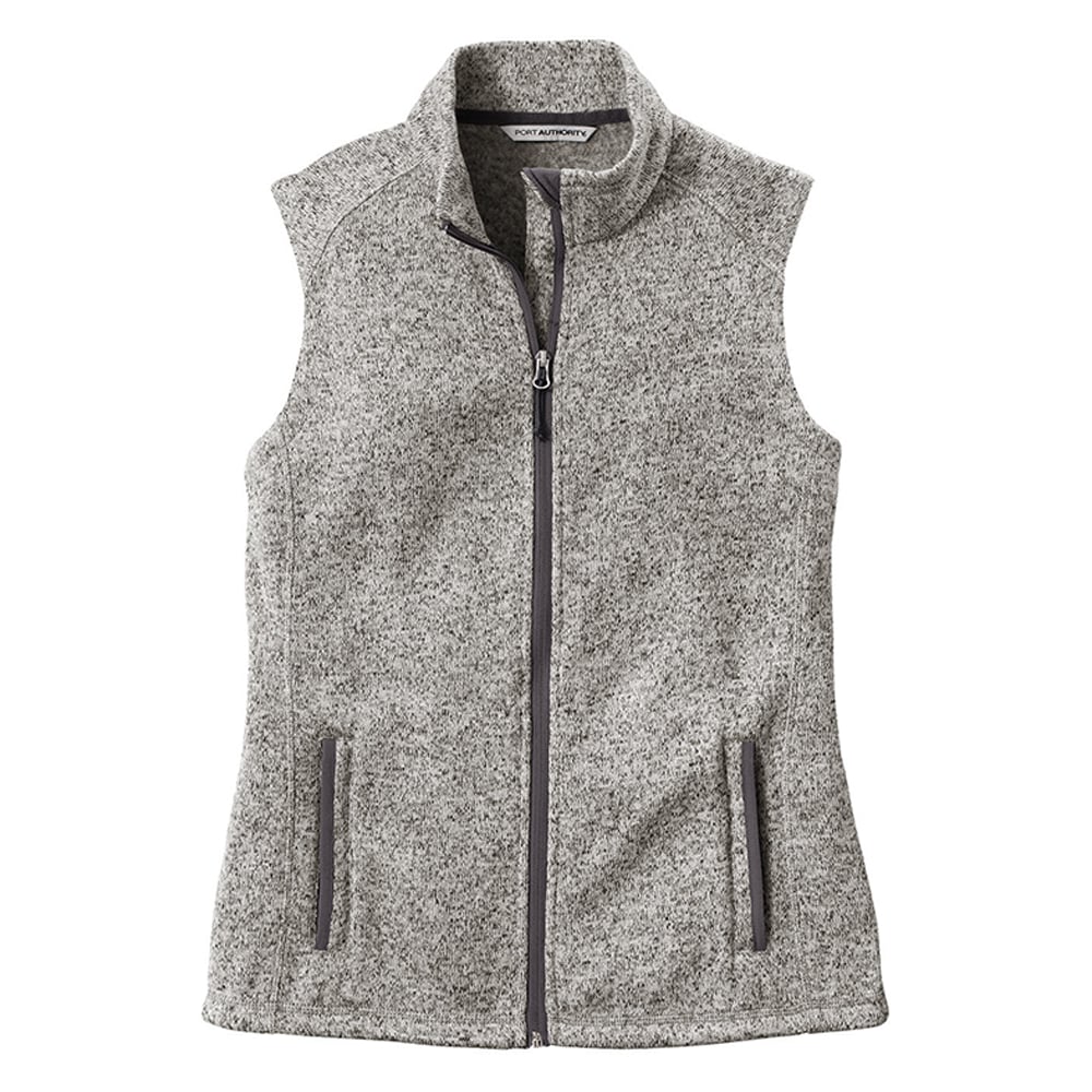 Port Authority L236 Women's Heathered Sweater Fleece Full Zip Vest - Gorvex.com