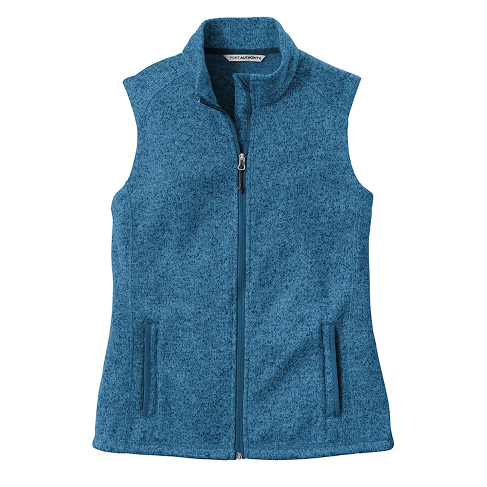 Port Authority L236 Women's Heathered Sweater Fleece Full Zip Vest - Gorvex.com