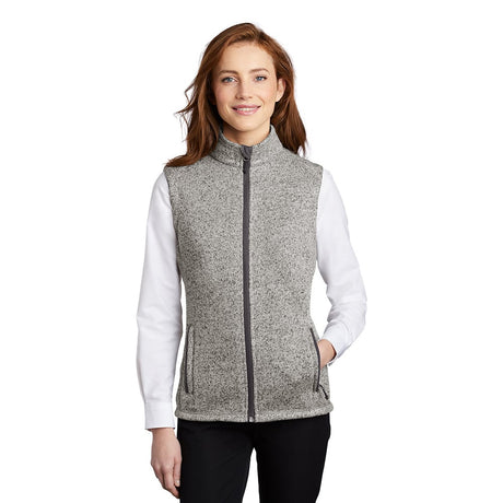 Port Authority L236 Women's Heathered Sweater Fleece Full Zip Vest - Gorvex.com