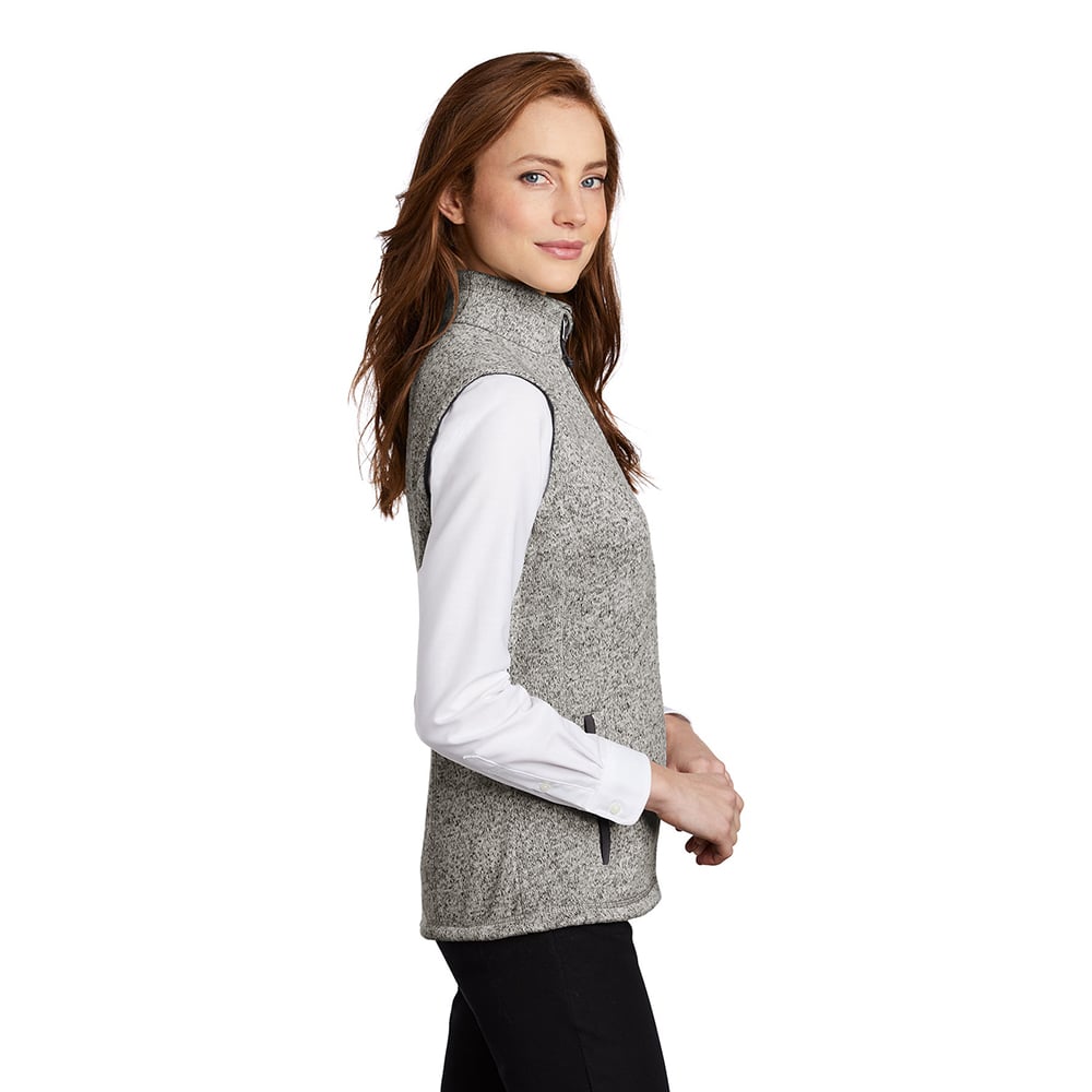 Port Authority L236 Women's Heathered Sweater Fleece Full Zip Vest - Gorvex.com