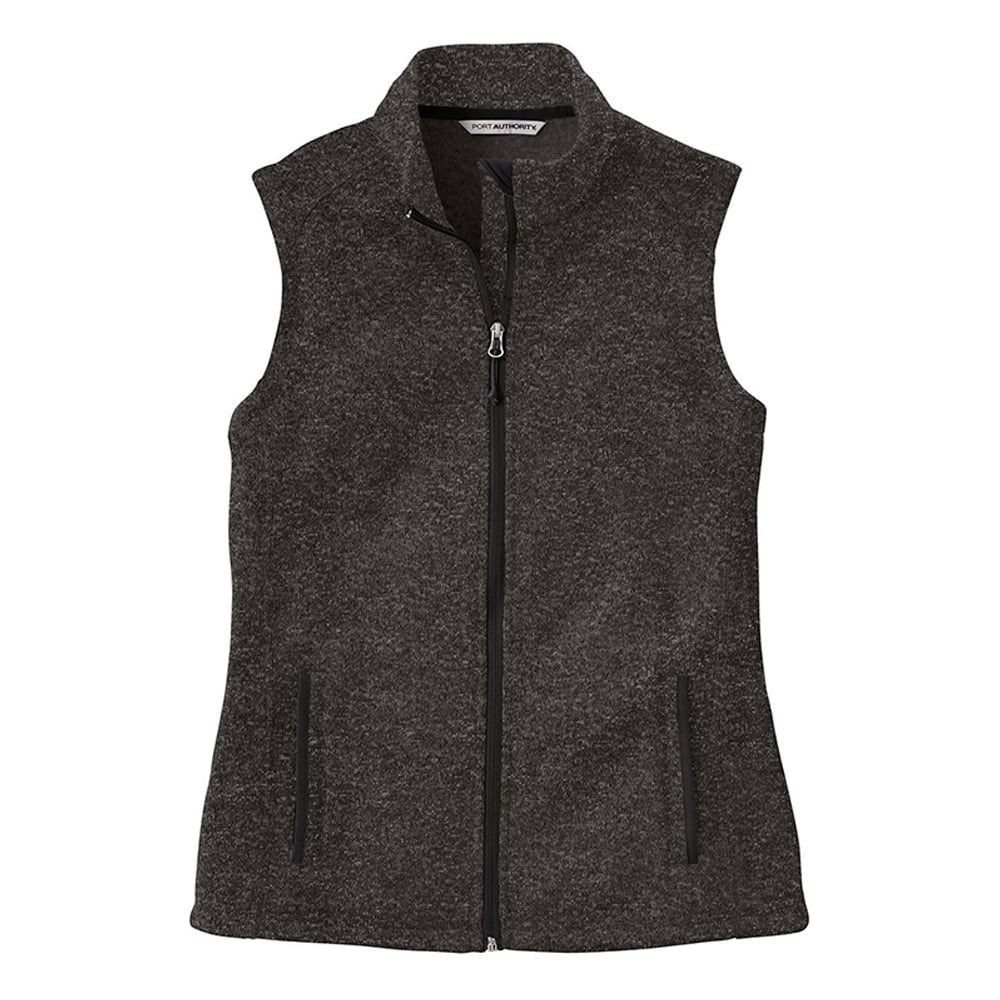 Port Authority L236 Women's Heathered Sweater Fleece Full Zip Vest - Gorvex.com