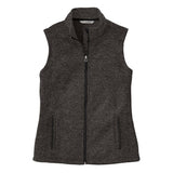 Port Authority L236 Women's Heathered Sweater Fleece Full Zip Vest - Gorvex.com