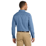 Port & Co™ SP10 Long Sleeve Value Denim Shirt with Chest Pocket - Gorvex.com