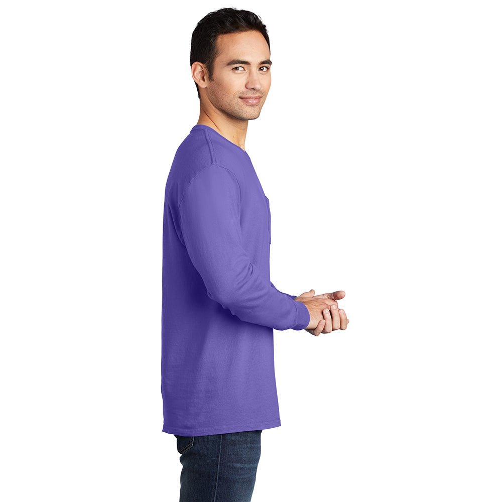 Port & Company PC099LSP Beach Wash® Ring Spun Long Sleeve Pocket Tee - Gorvex.com