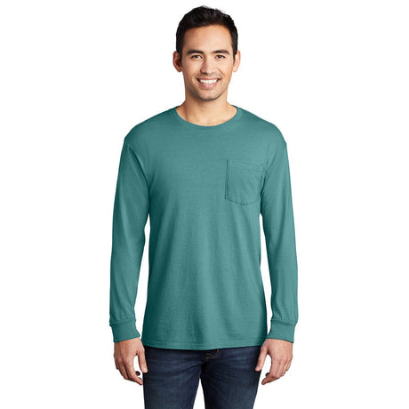 Port & Company PC099LSP Beach Wash® Ring Spun Long Sleeve Pocket Tee - Gorvex.com