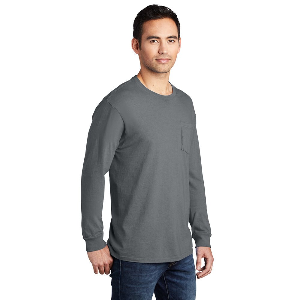 Port & Company PC099LSP Beach Wash® Ring Spun Long Sleeve Pocket Tee - Gorvex.com